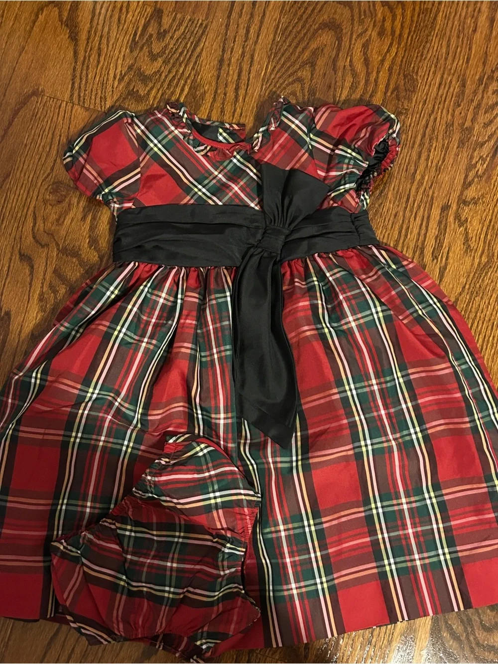 Ralph Lauren Red and Green Plaid Baby Dress with Black Trim